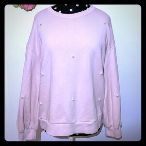 🌸 Zara pink sweatshirt with pearls